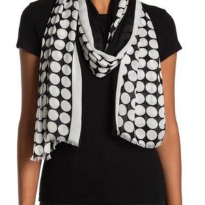 Kate Spade Dance Floor Oblong Scarf in Black/White NWT